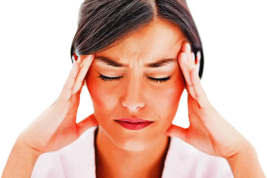 Woman Holding Head in Pain Photograph