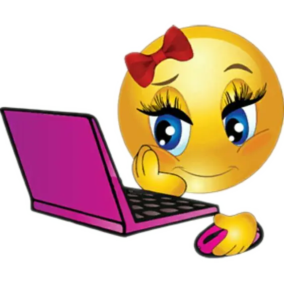 Emoji with Laptop and Pink Bow