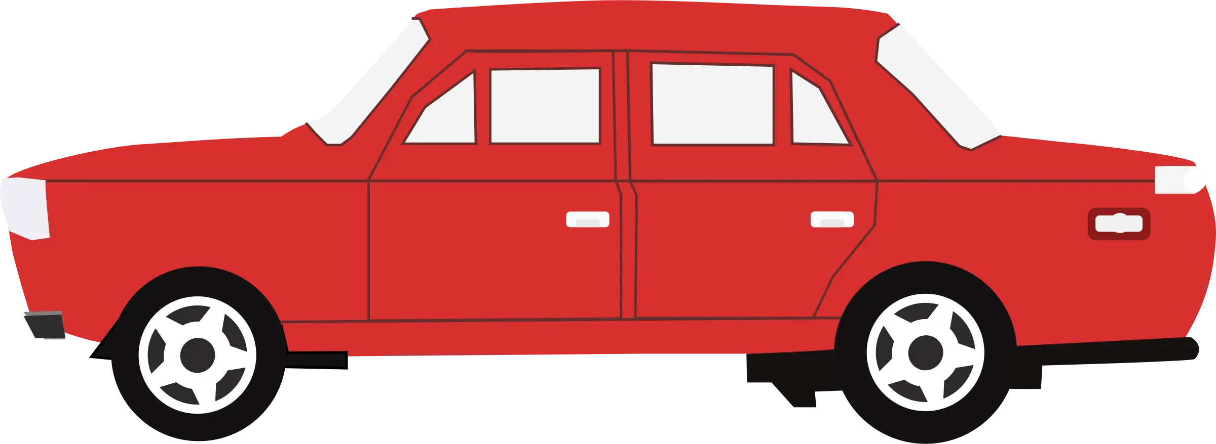 Red Car Illustration in Minimalist Style
