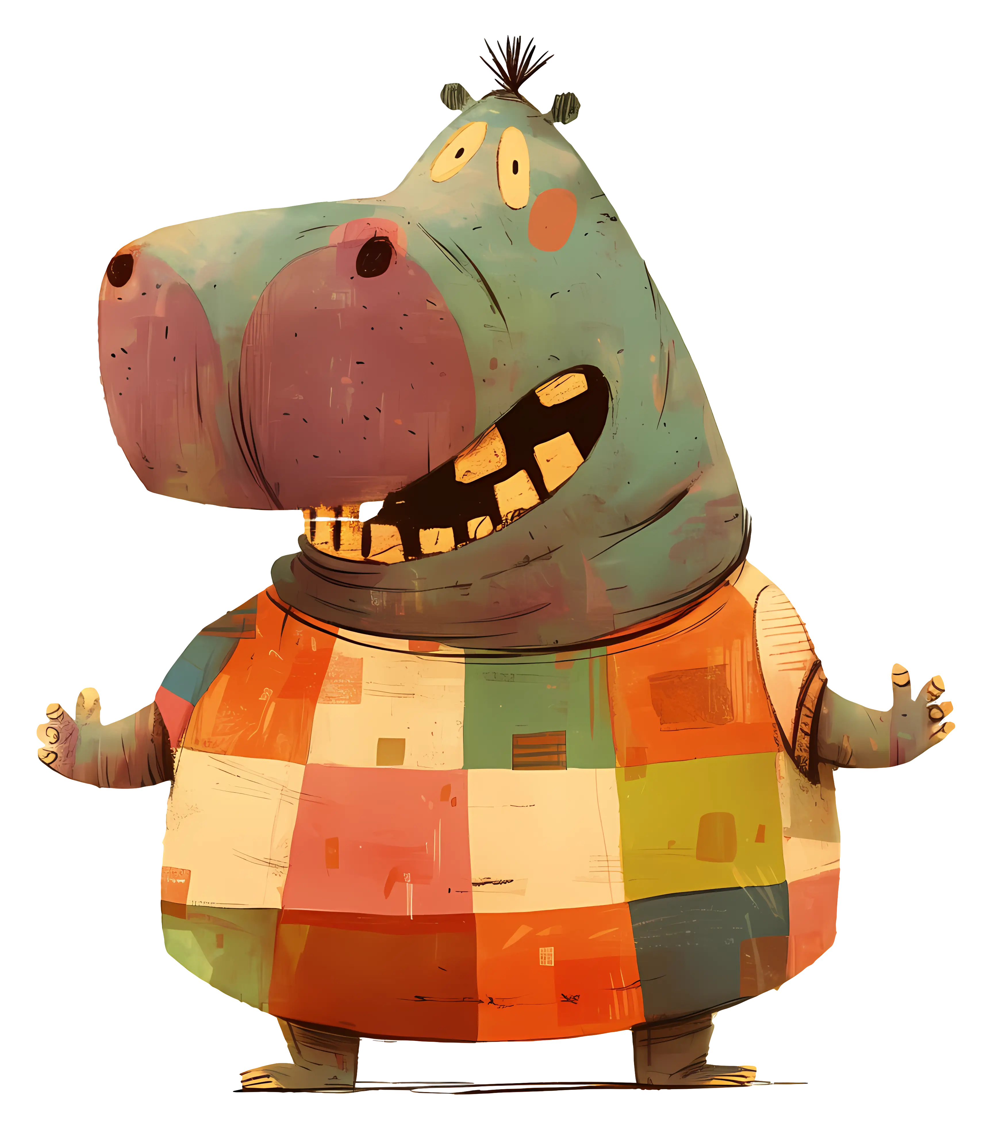 Colorful Patchwork Hippo