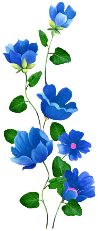 Detailed Blue Flower Illustration Design