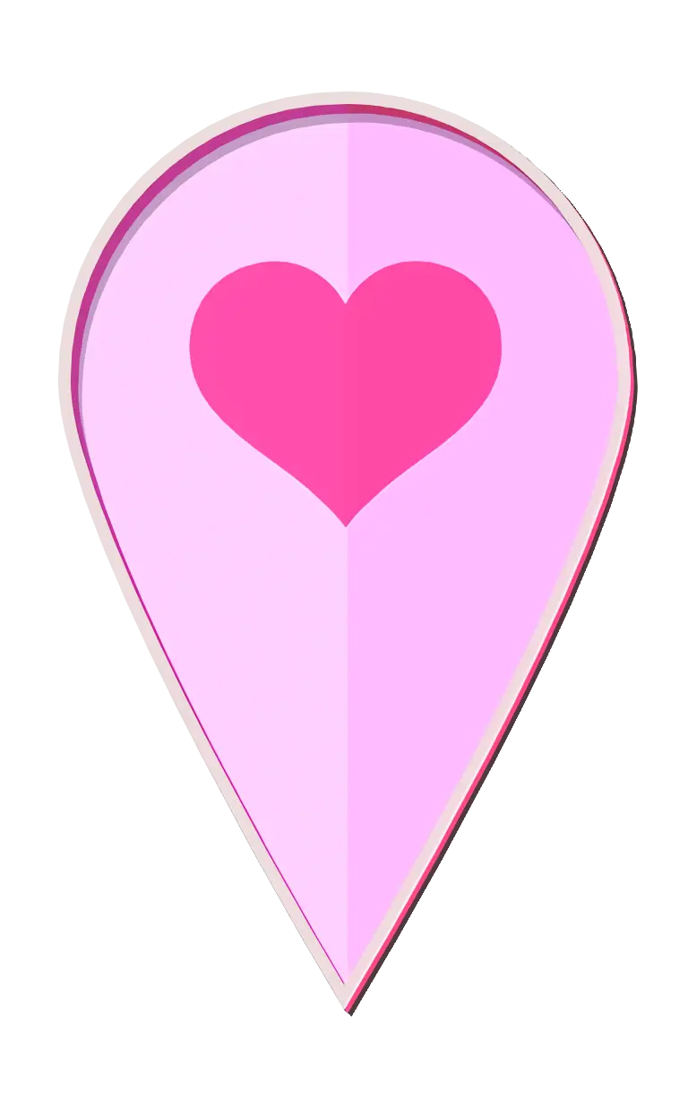 Pink Heart Location Pin Symbol
