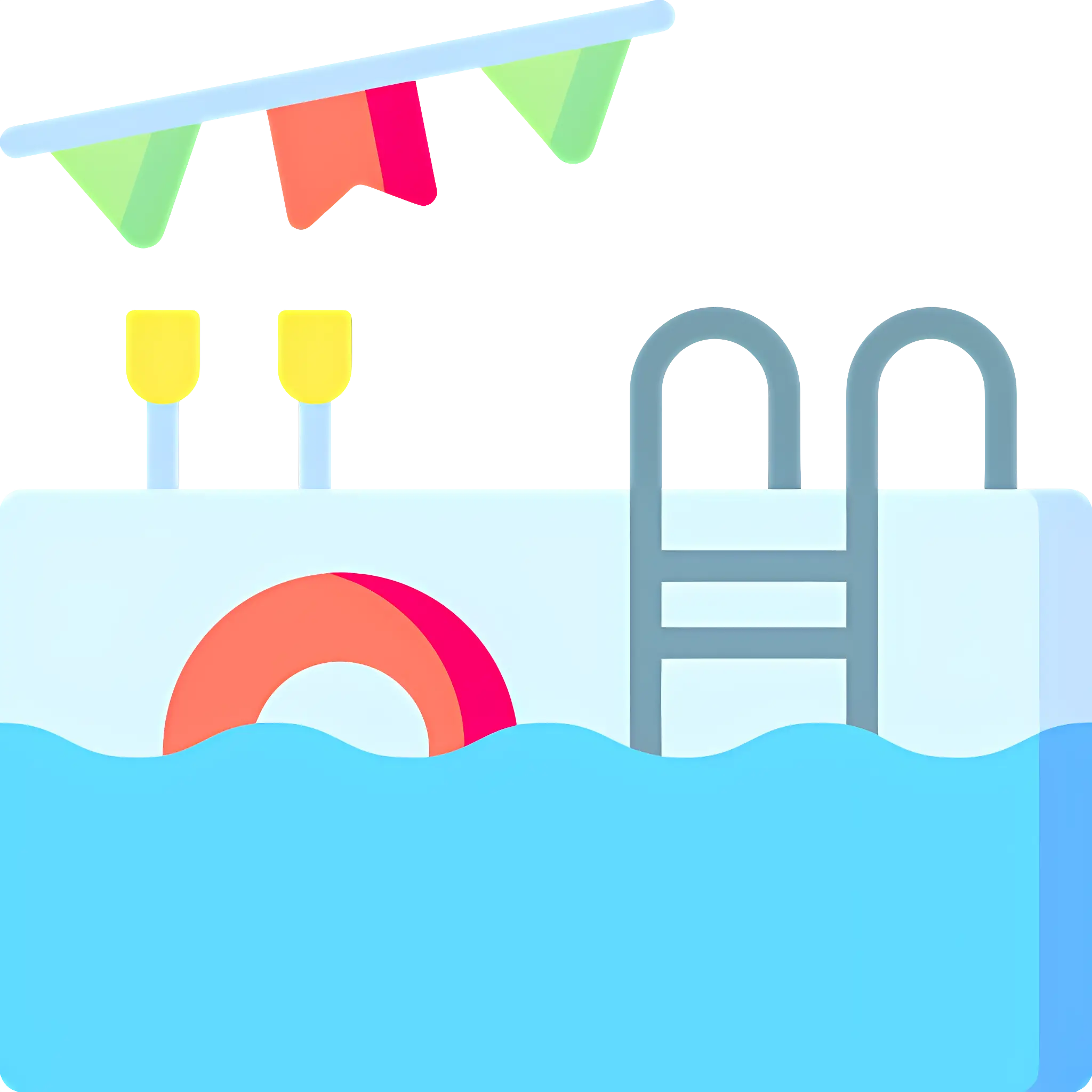 Colorful Swimming Pool Scene