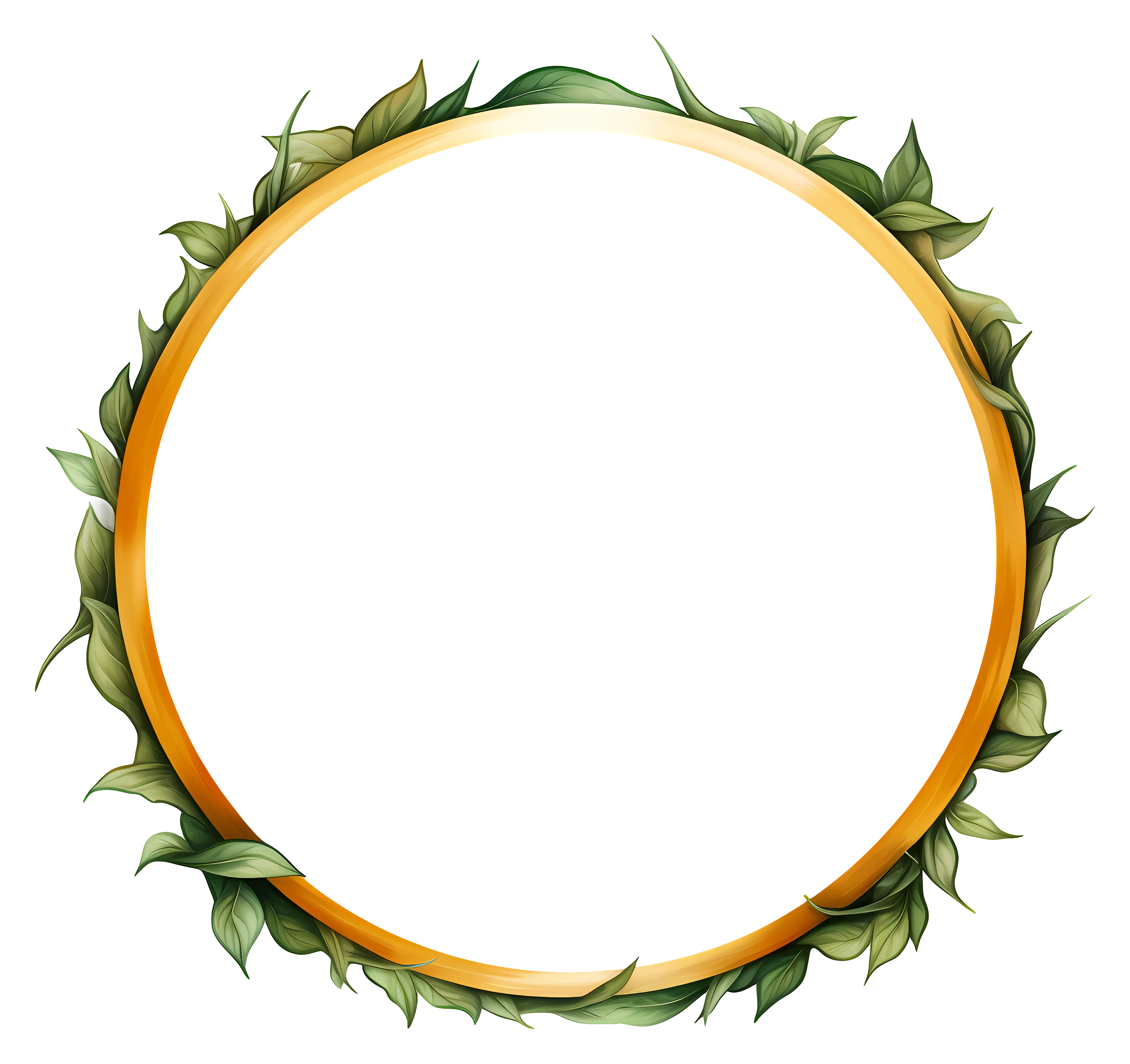 Green Leafy Circular Frame