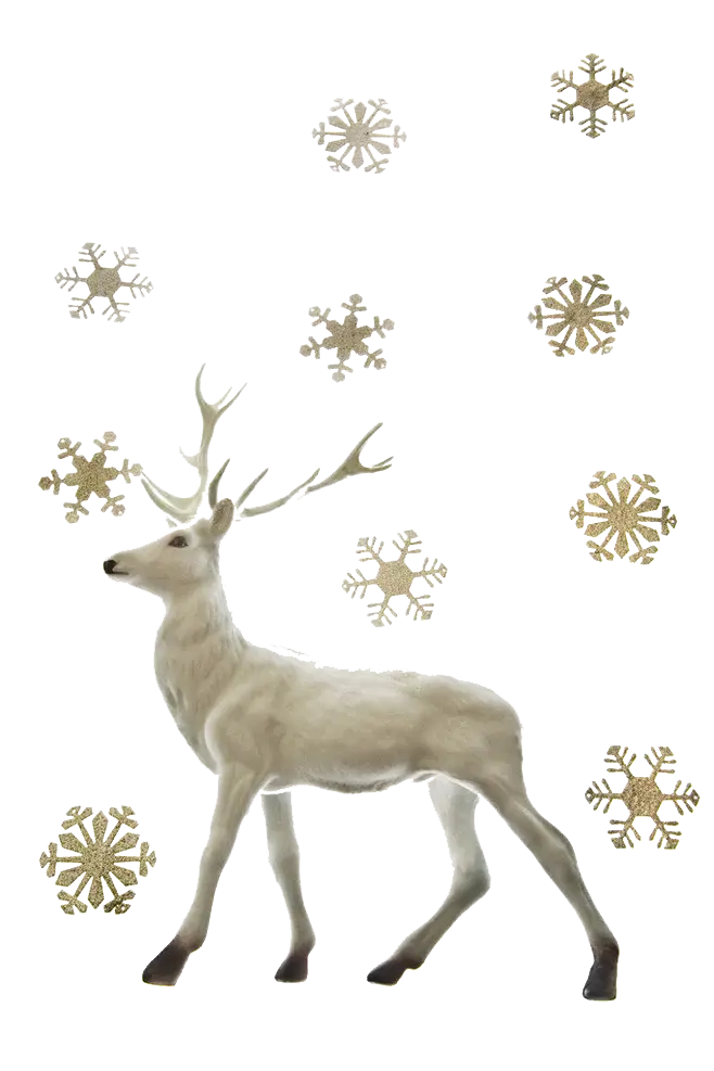 White Deer with Snowflakes