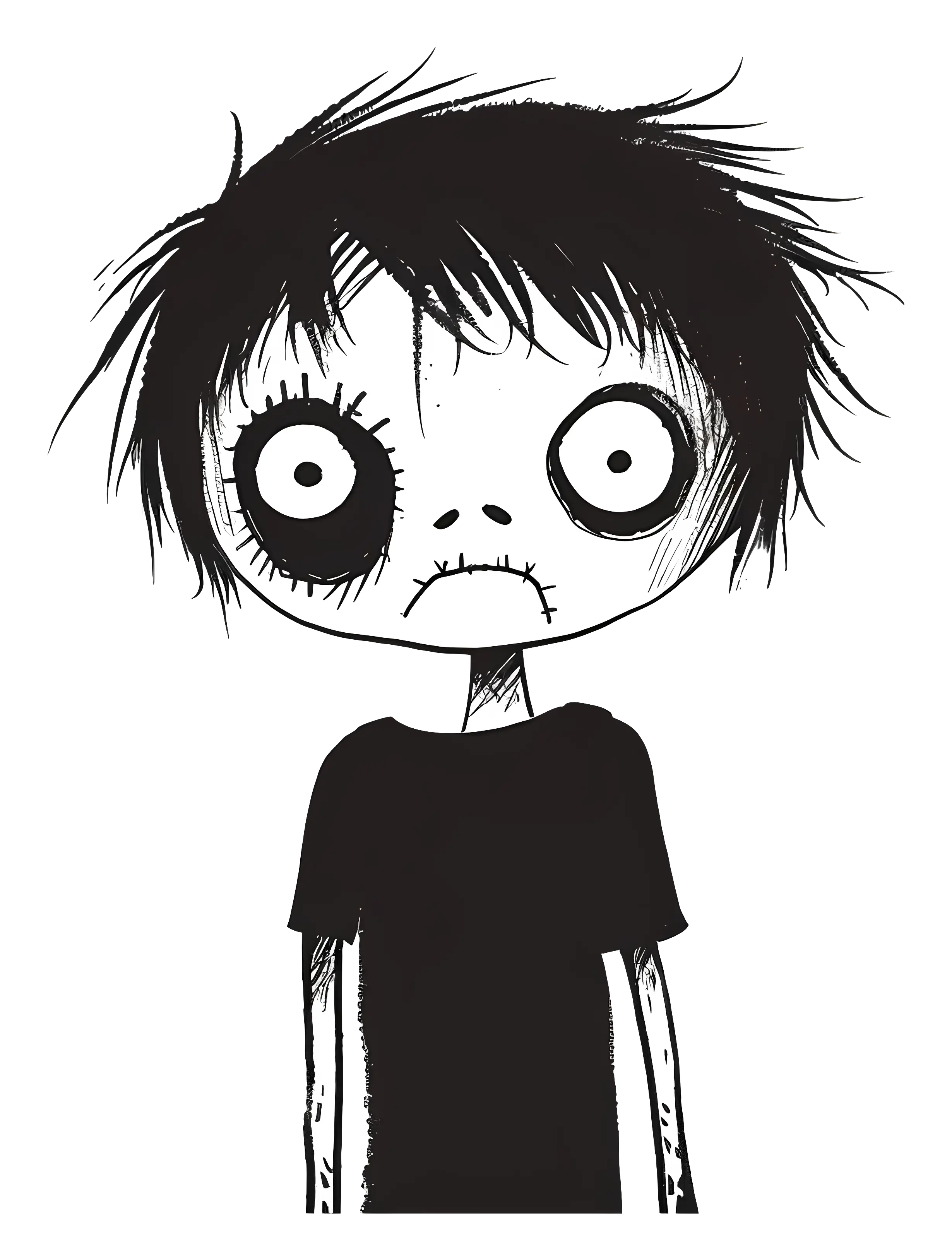 Gothic Character with Big Eyes Sketch