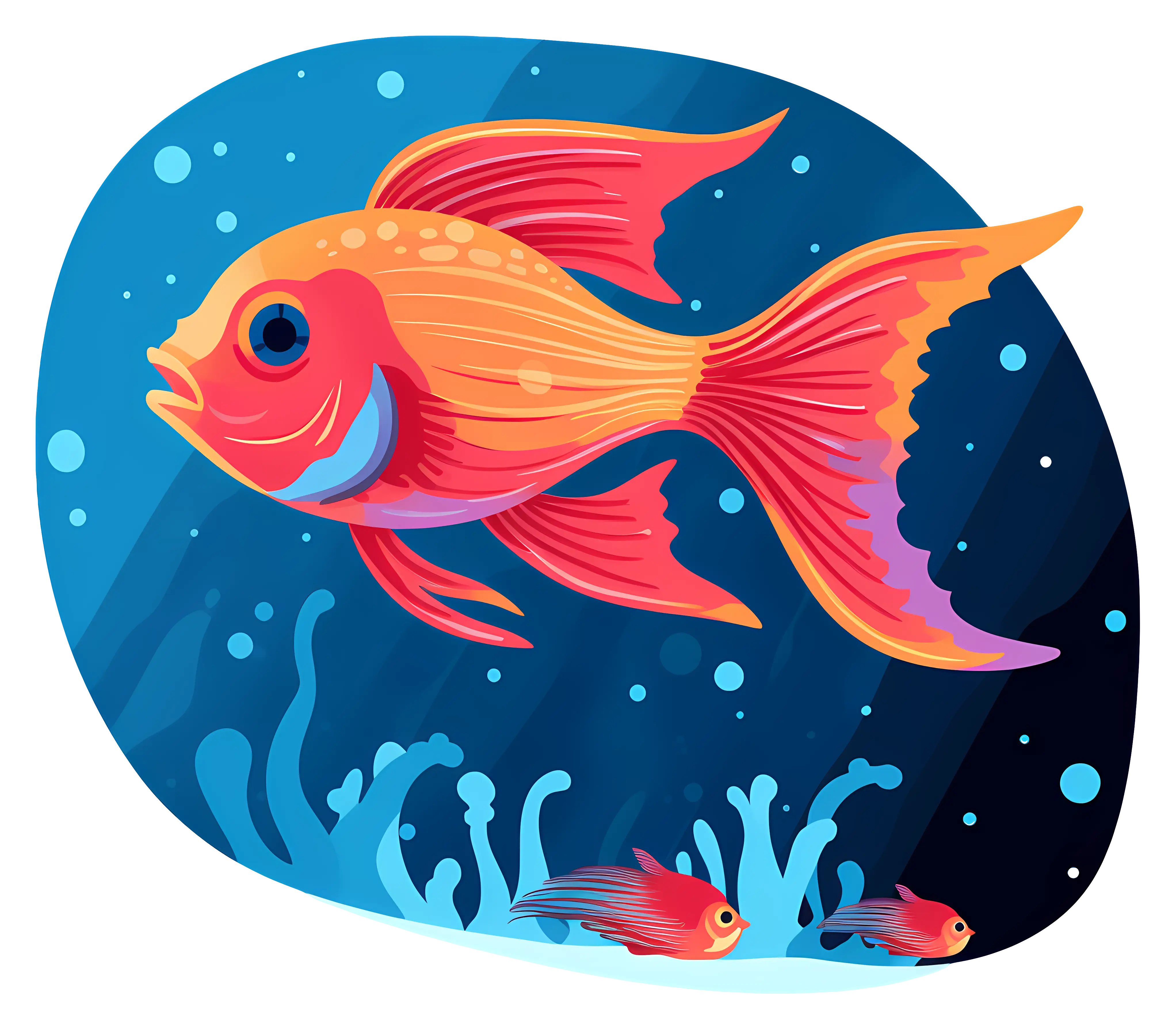 Orange Tropical Fish in Underwater Scene