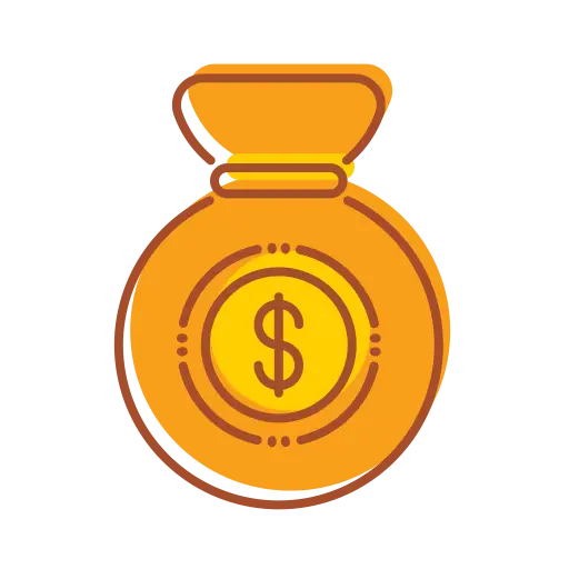 Yellow Money Bag Icon with Dollar Symbol