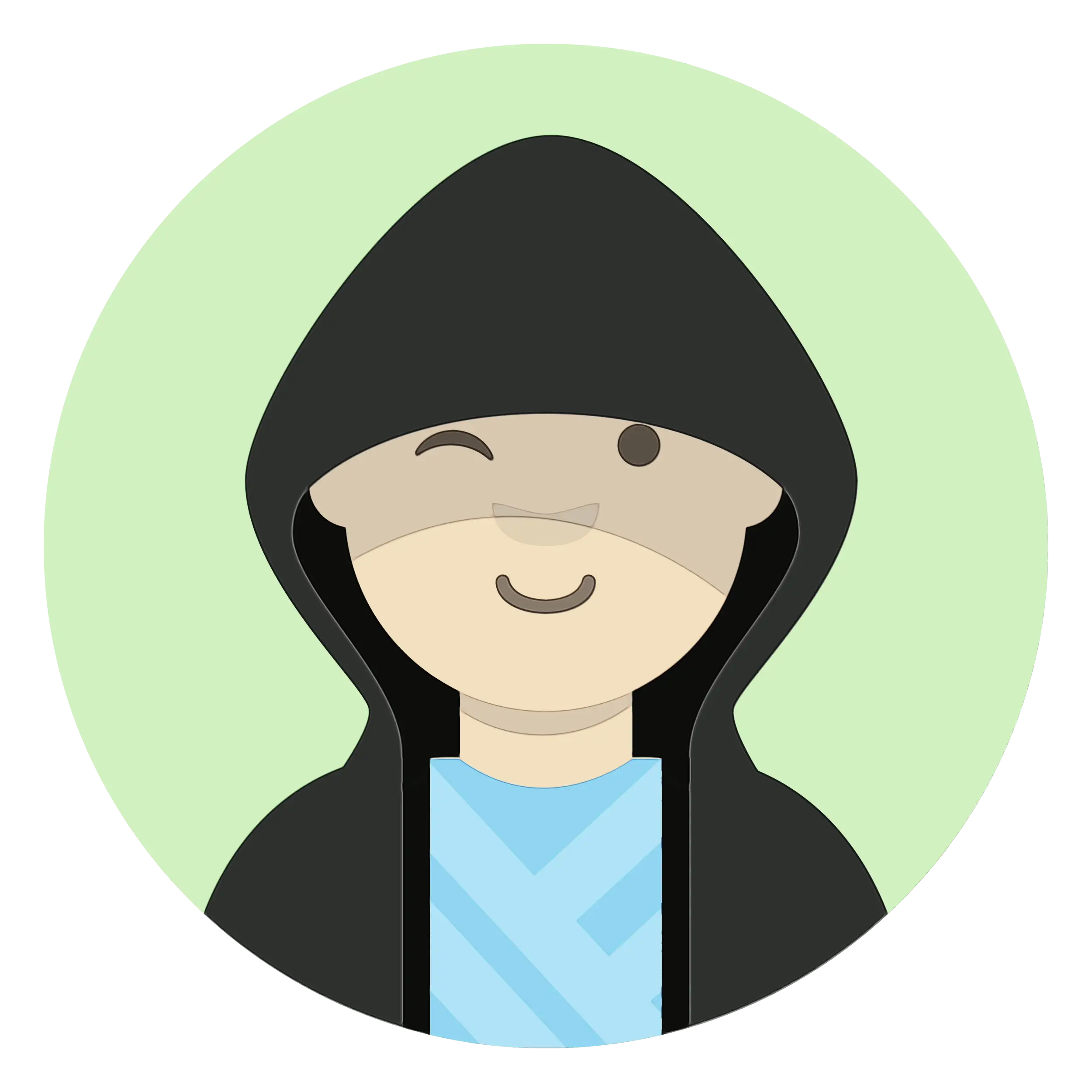 Cartoon Hooded Person Winking