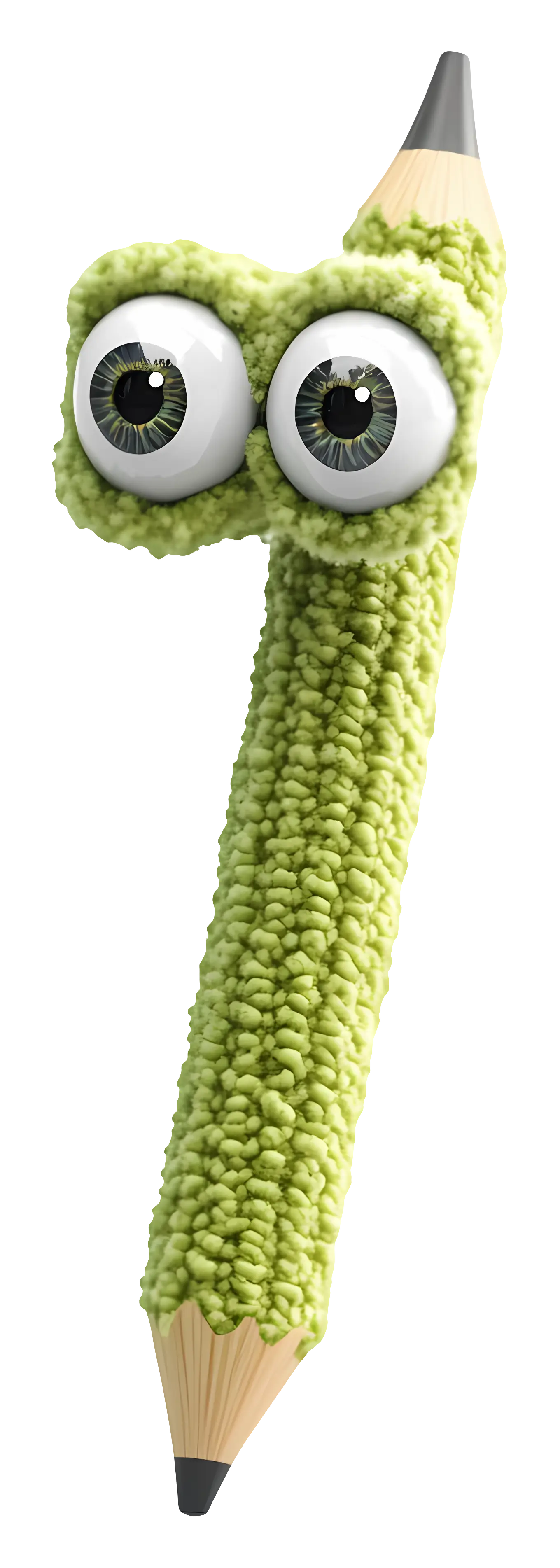 Green Fuzzy Pencil with Eyes