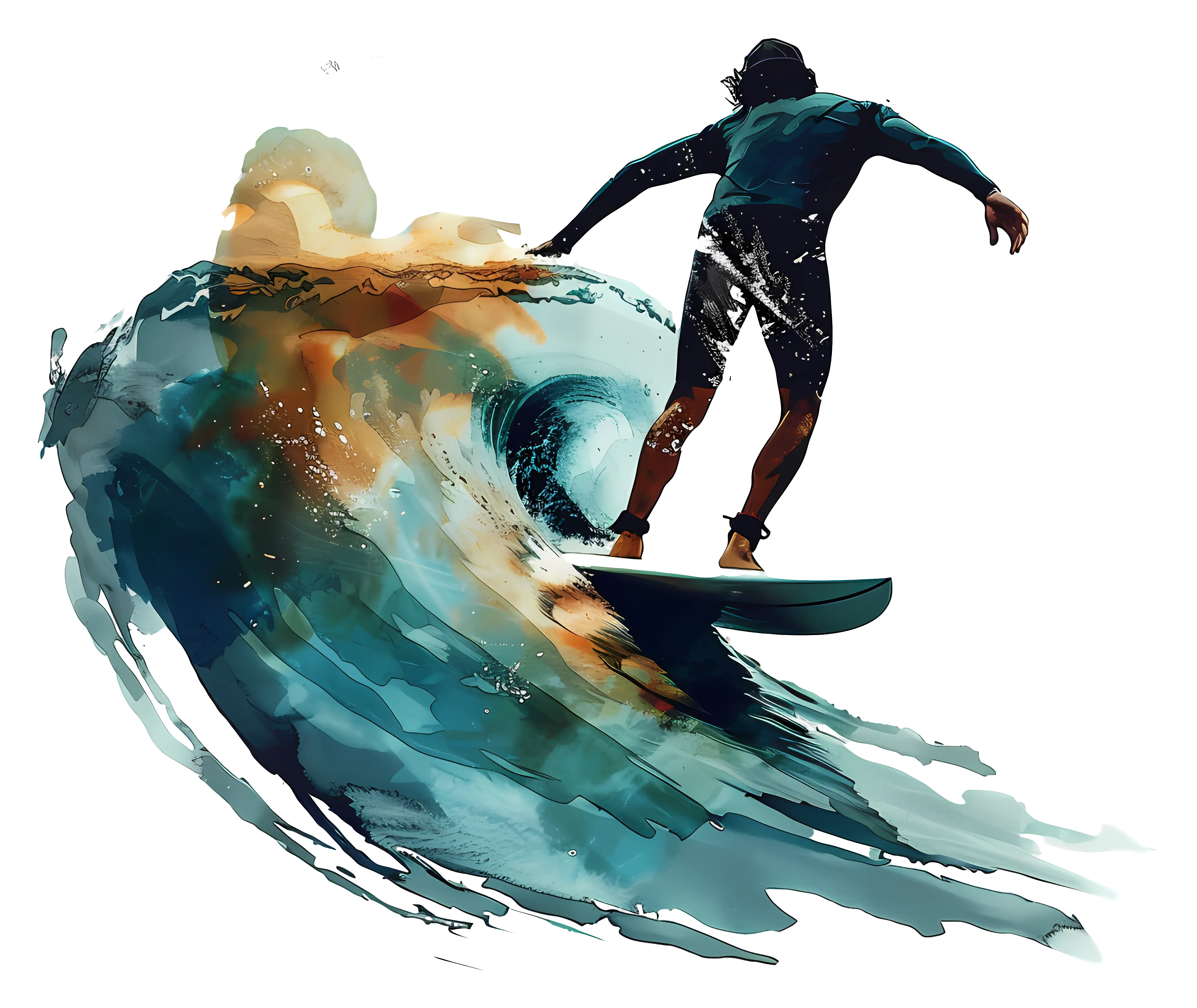 Surfer Riding a Wave