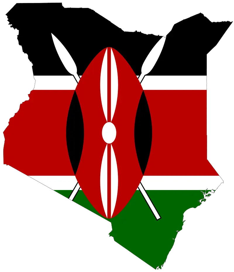 Kenya Map with National Flag Overlay