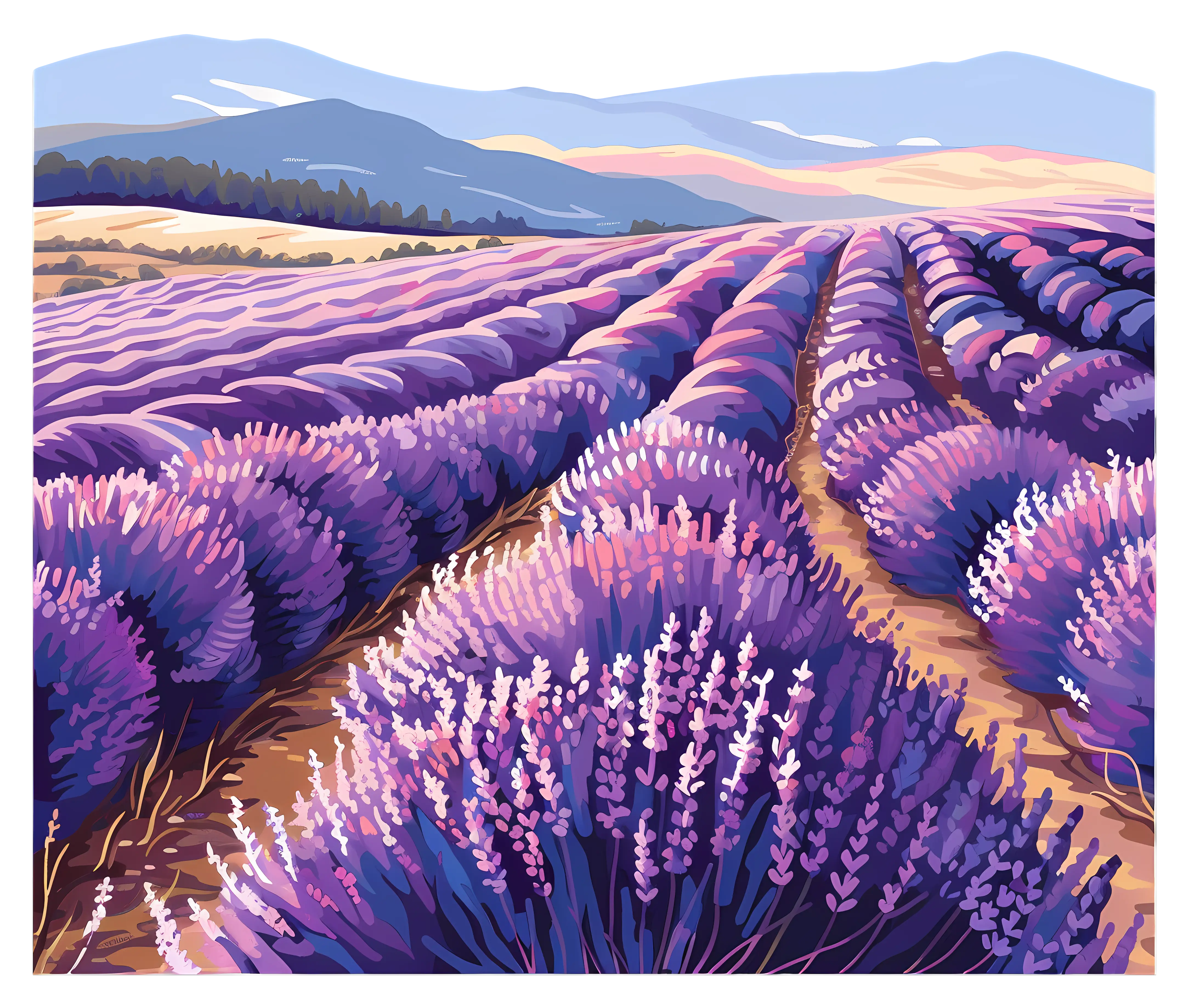 Beautiful Lavender Field at Sunset