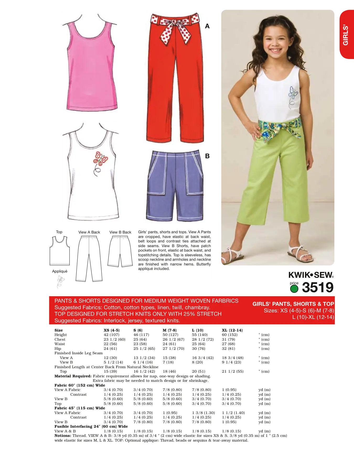 Sewing Pattern for Girls&#039; Pants and Tops