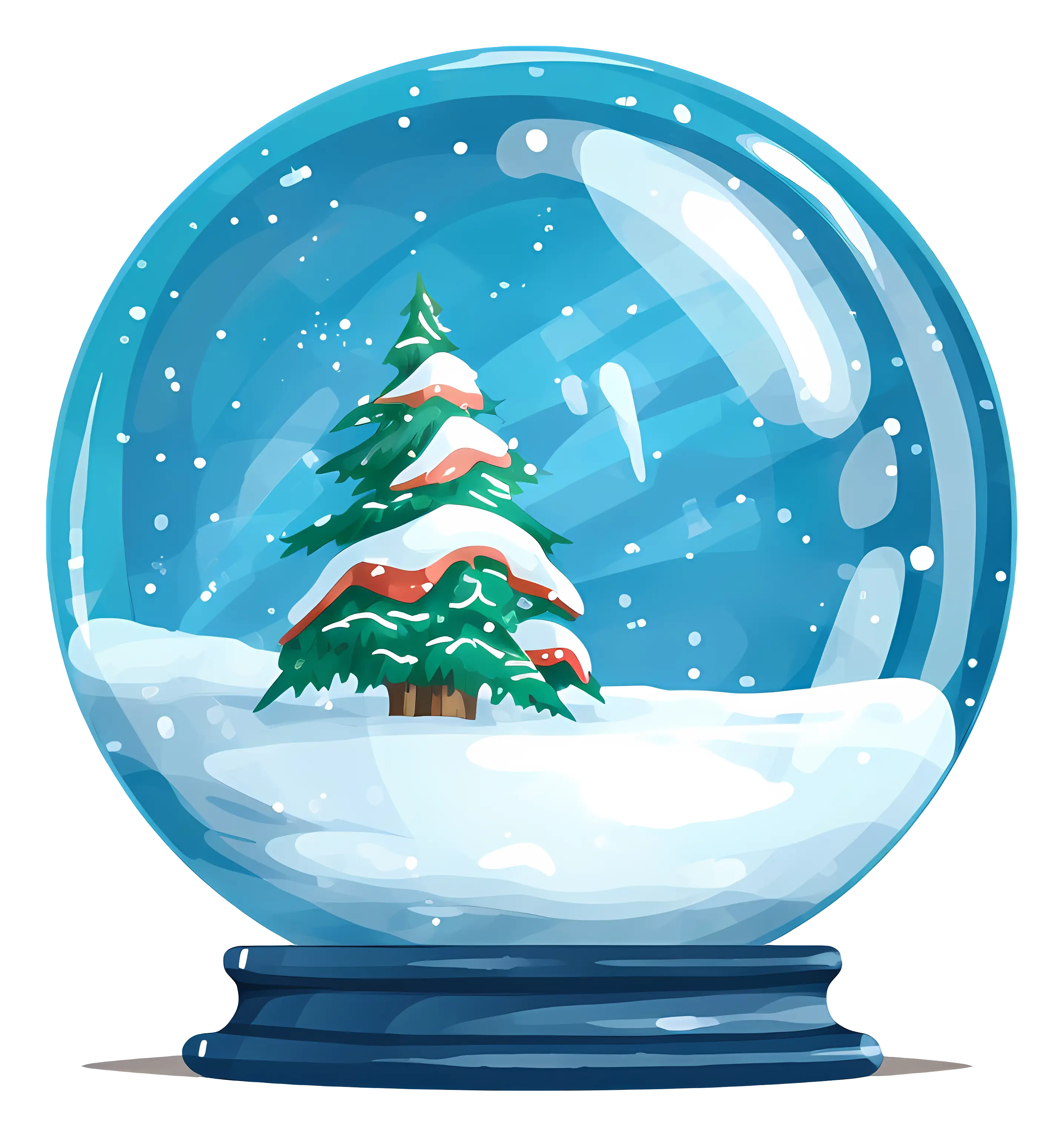 Snow Globe with Christmas Tree and Snowfall