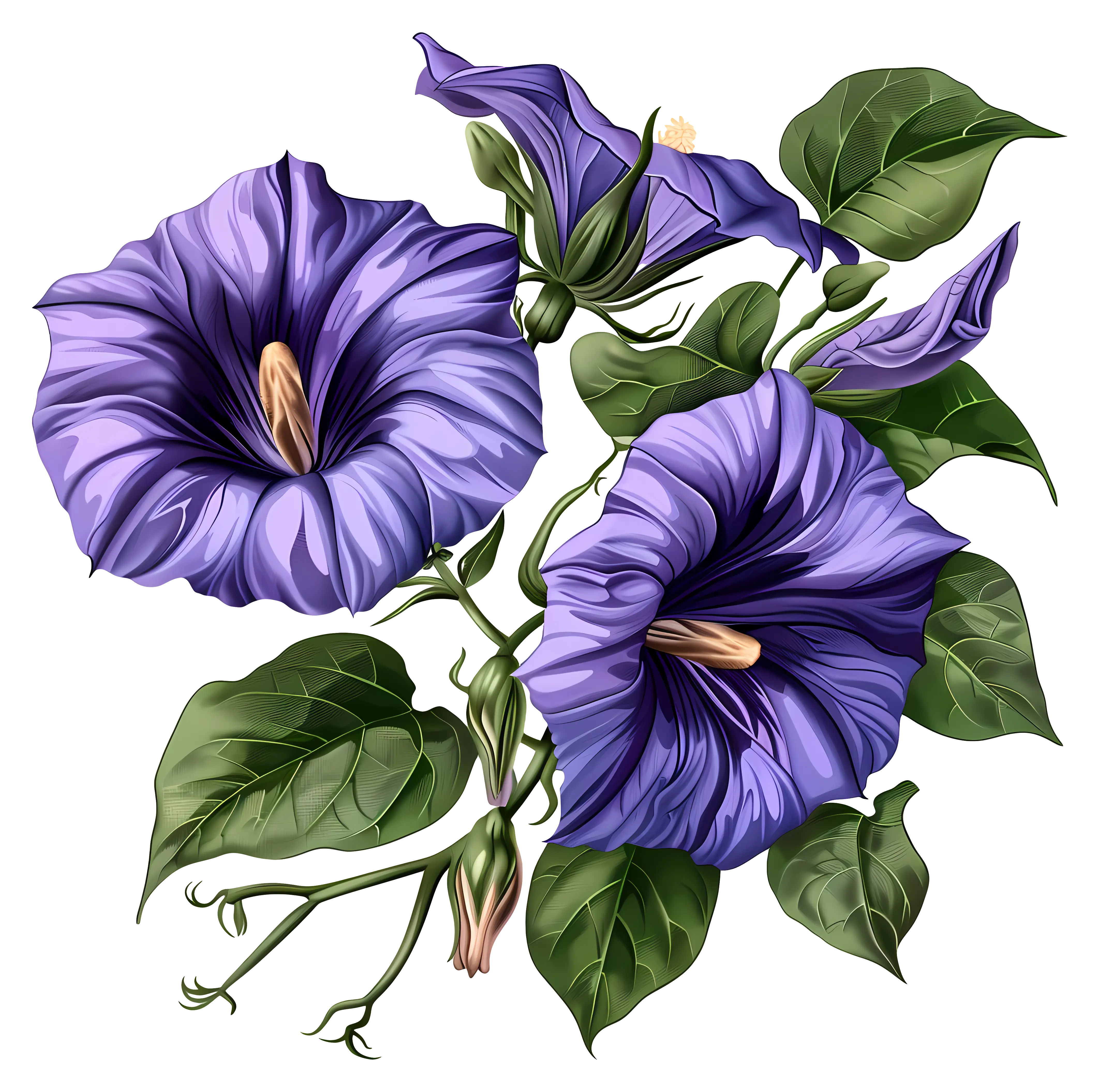 Beautiful Purple Morning Glory Flower Illustration