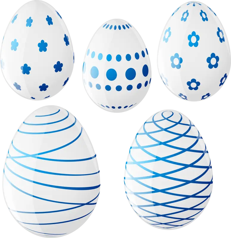 Blue and White Decorated Easter Eggs