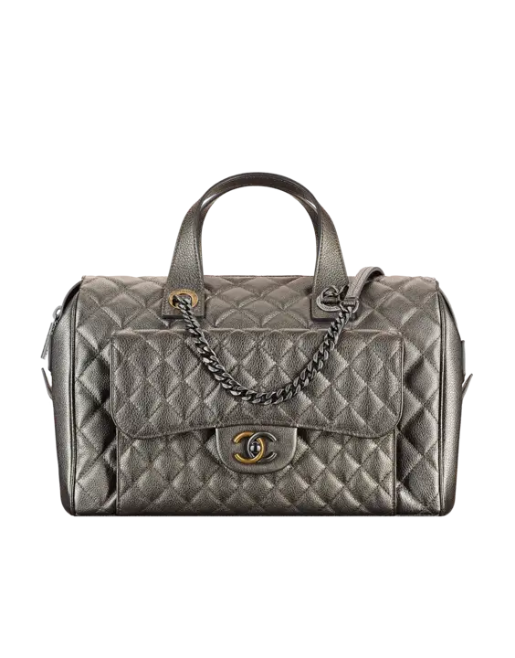 Gray Quilted Handbag