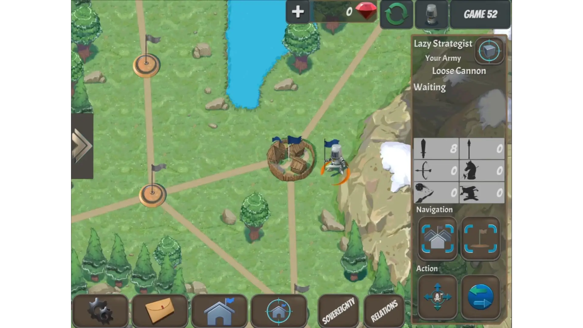 Strategy Game Map Interface with Controls