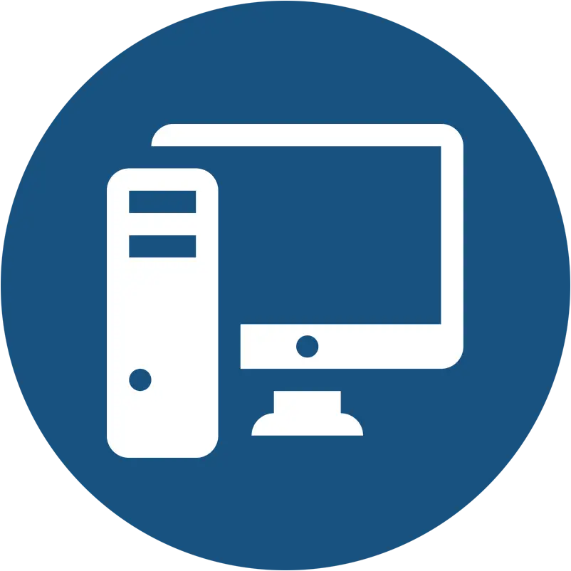 Desktop Computer Icon with Blue Background