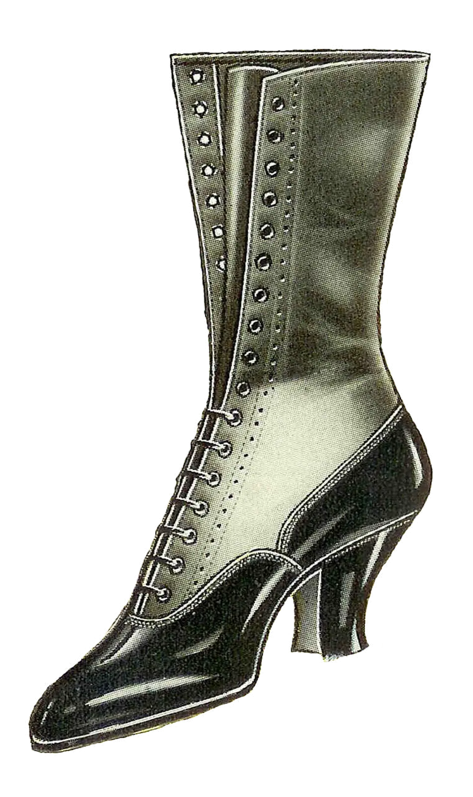 Vintage High-Heeled Lace-Up Boot Design