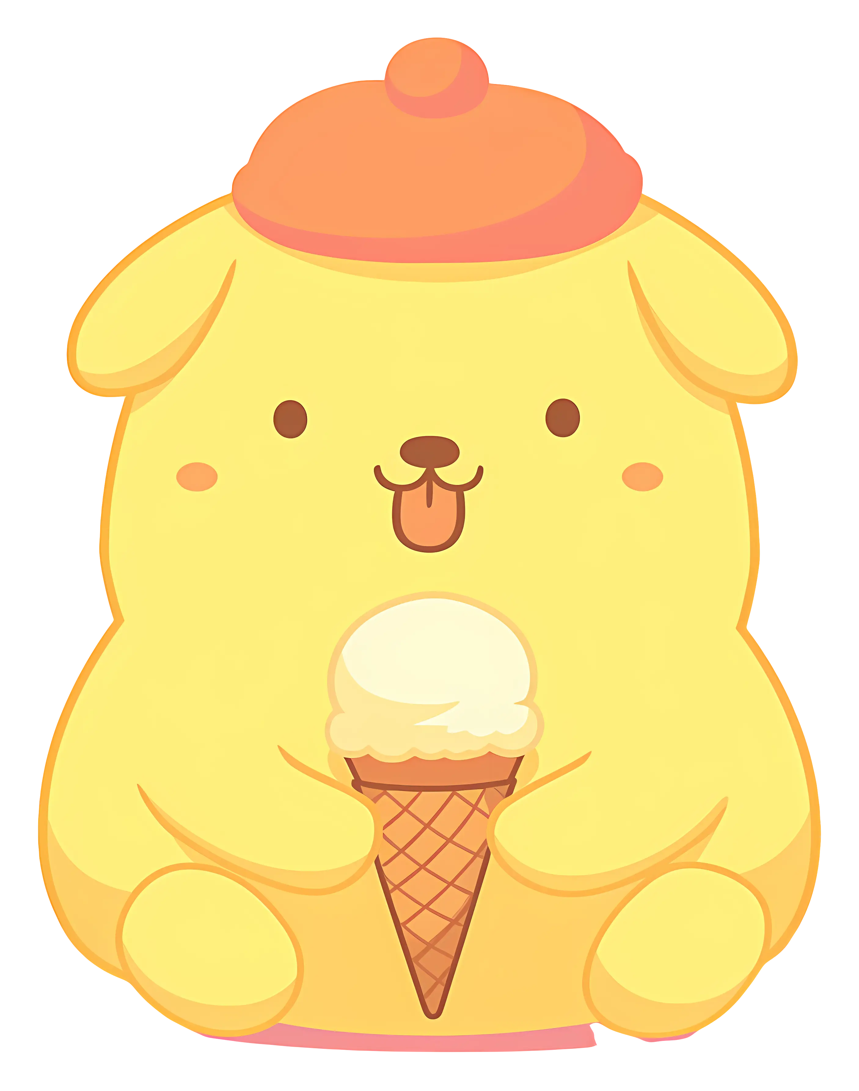 Pompompurin Enjoying Ice Cream