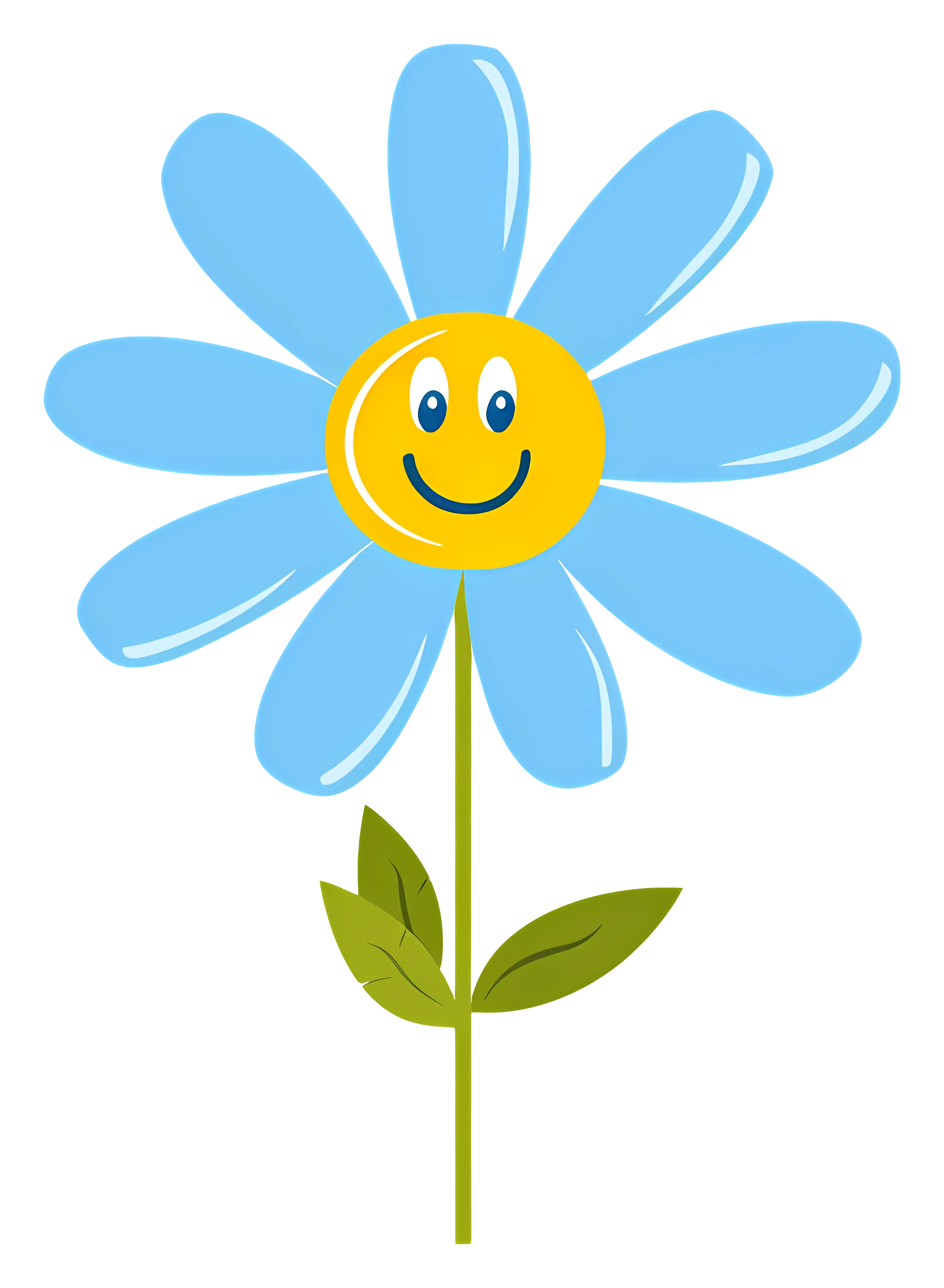 Smiling Blue Flower Cartoon Design