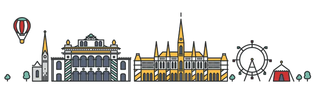 City Skyline Illustration with Landmarks