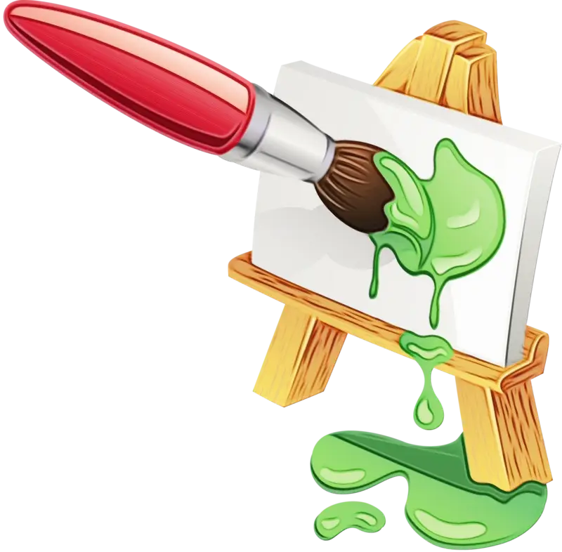 Paintbrush Spilling Green Paint on Canvas