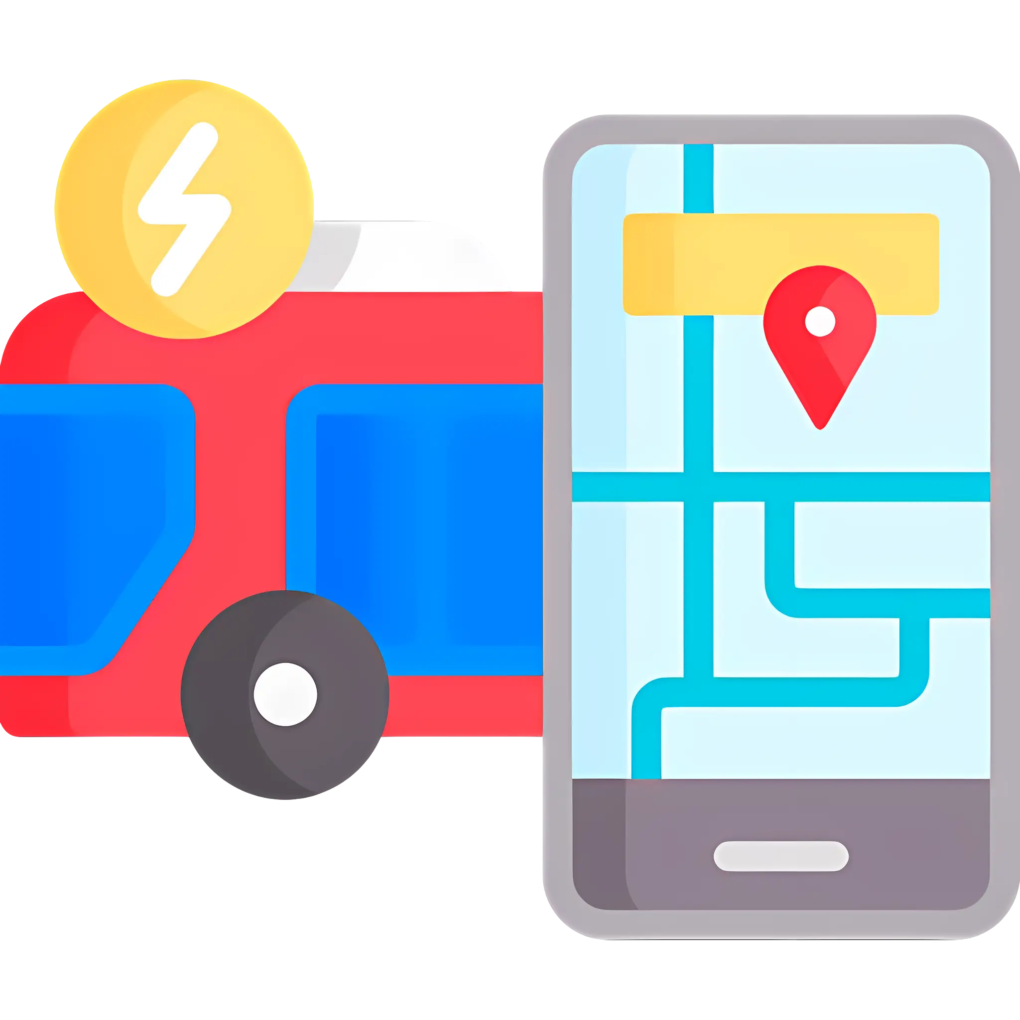 Electric Bus with Navigation Map
