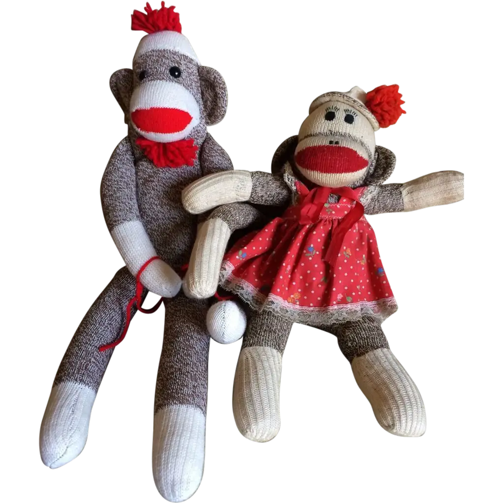 Pair of Cute Sock Monkey Dolls