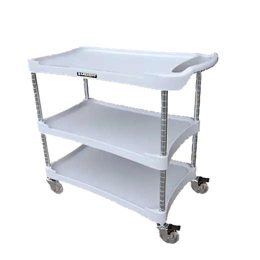 White Utility Cart with Rolling Wheels