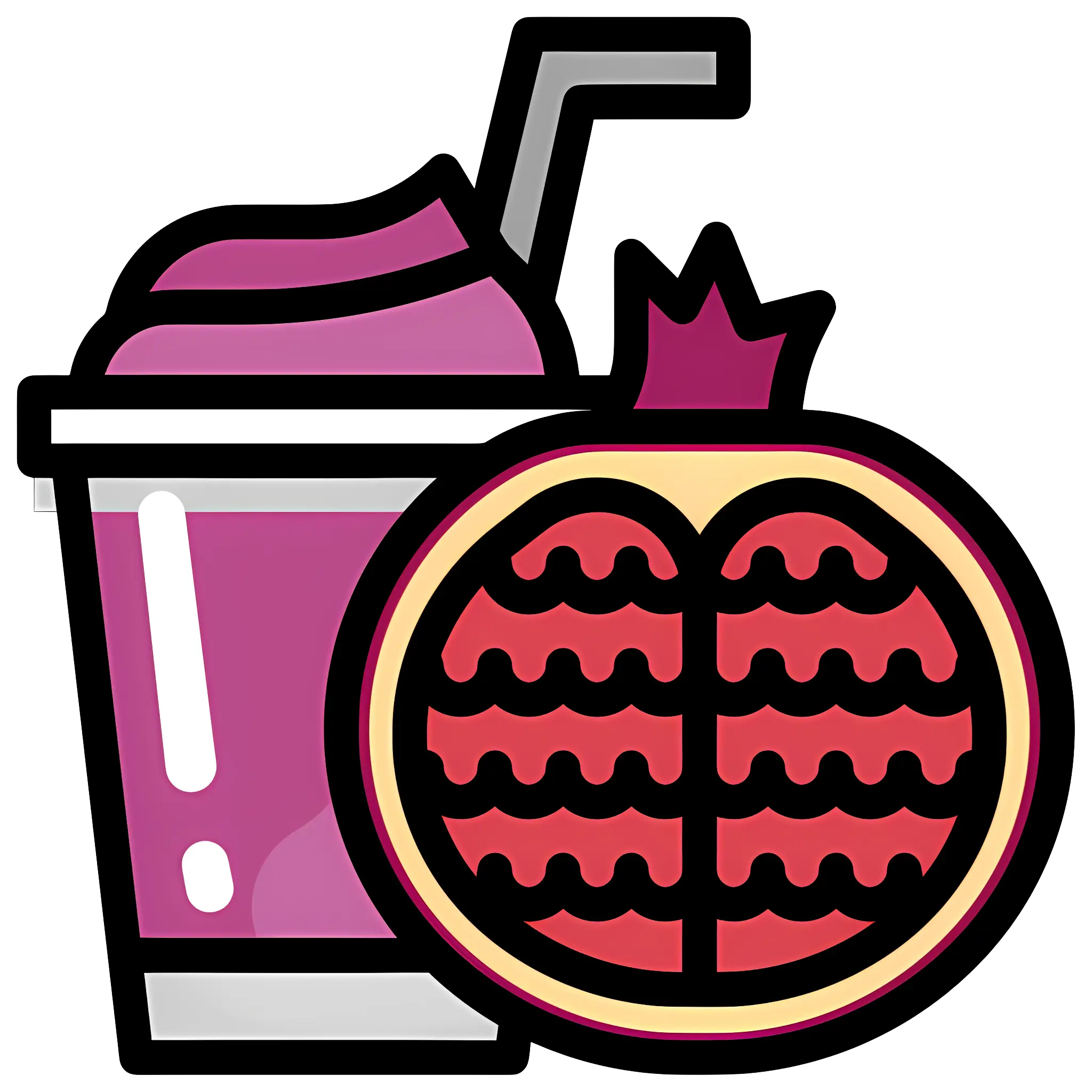 Pomegranate Juice and Fruit Cartoon