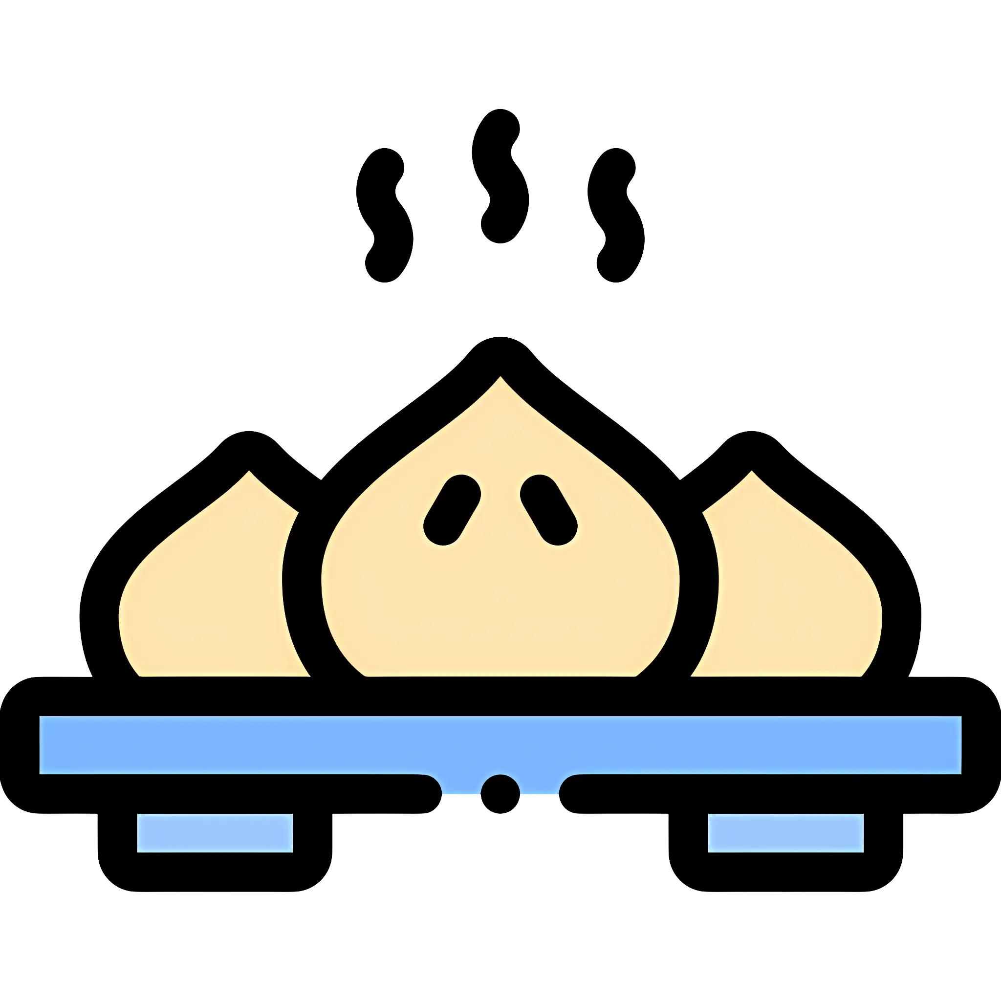Steaming Dumplings on Plate