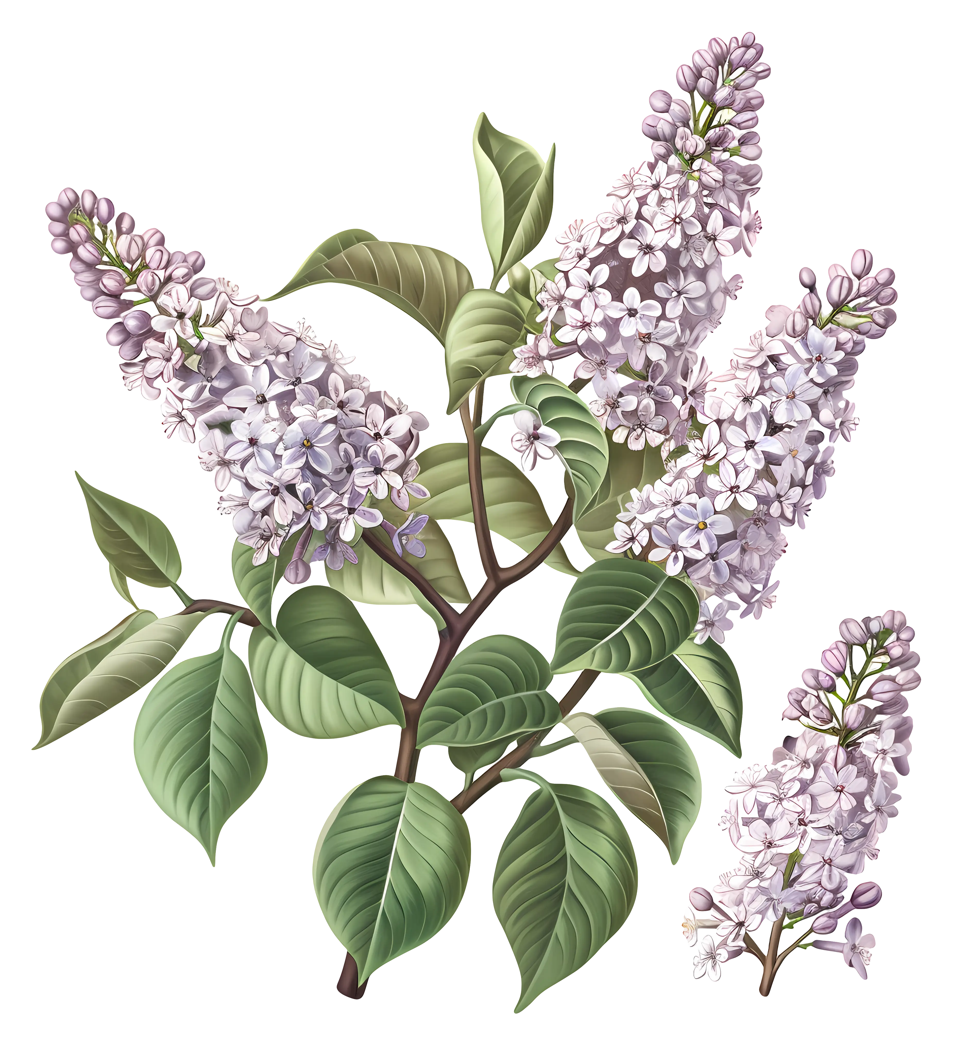 Blooming Lilac Flower Branch Illustration