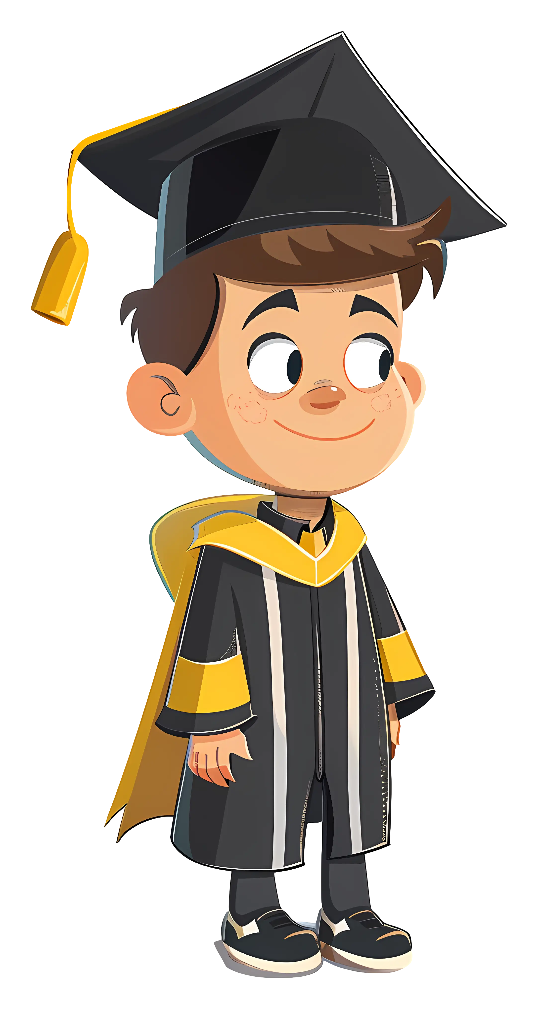 Cartoon Graduate Boy in Cap and Gown Illustration