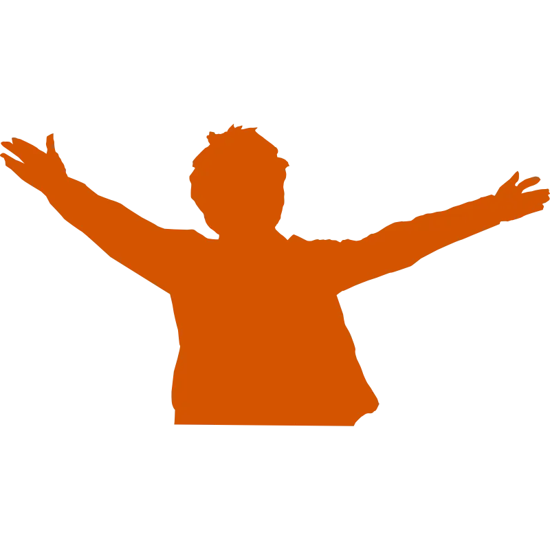 Orange Silhouette of Person with Cheerful Pose