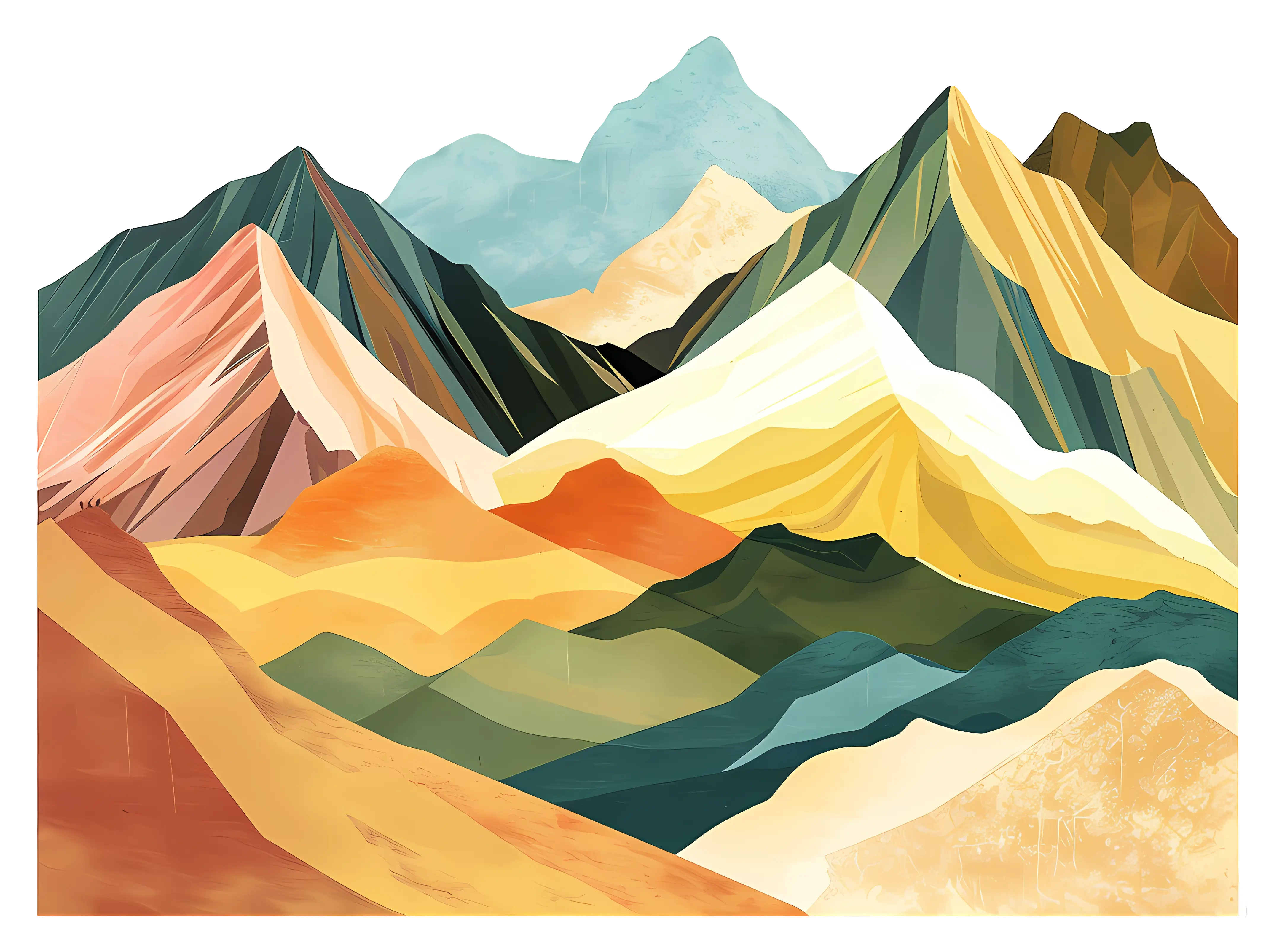 Vivid Colorful Abstract Mountain Illustration