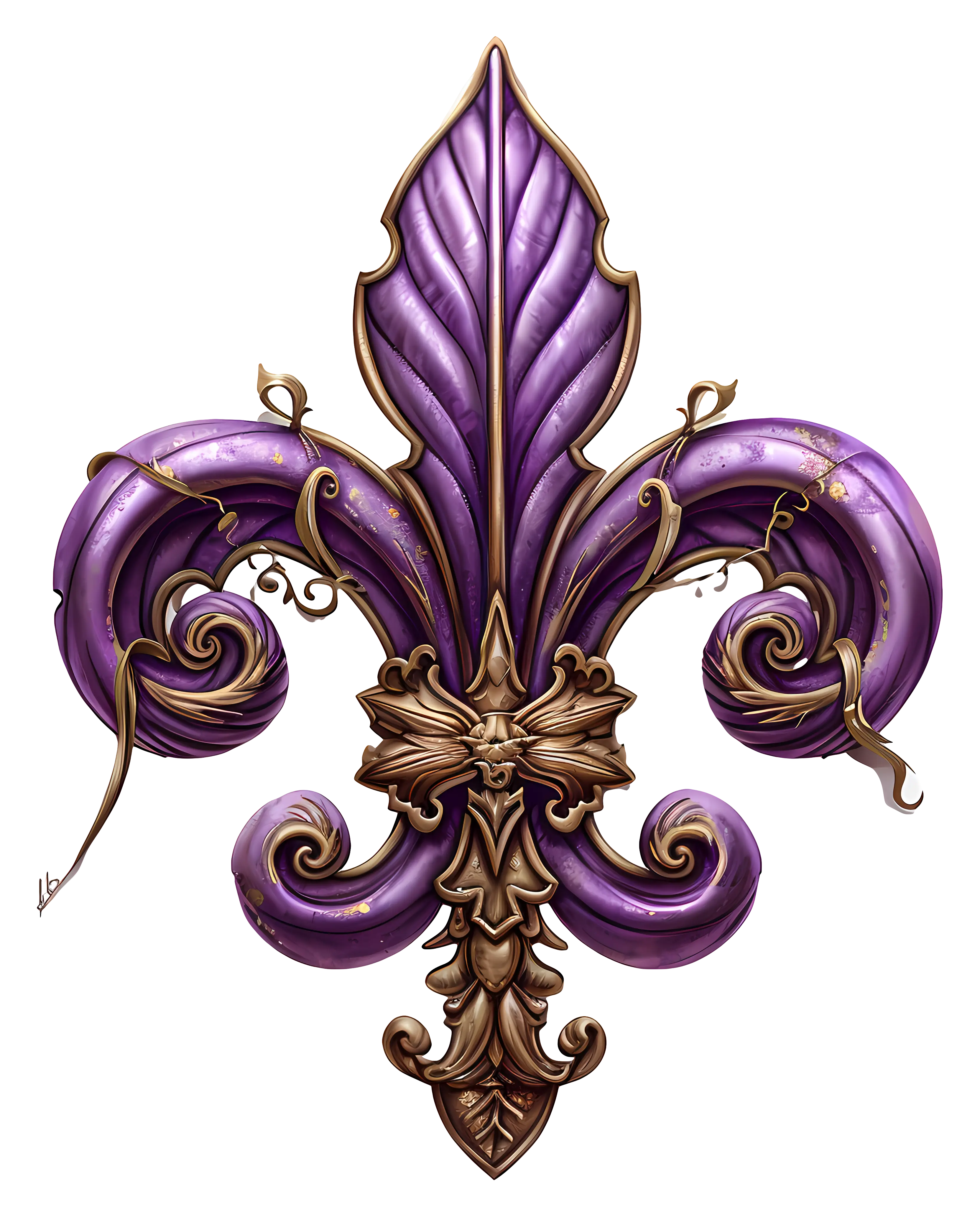 Purple Fleur-de-Lis Emblem with Ornate Design