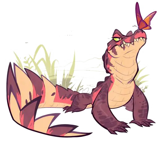 Cartoon Crocodile with Butterfly