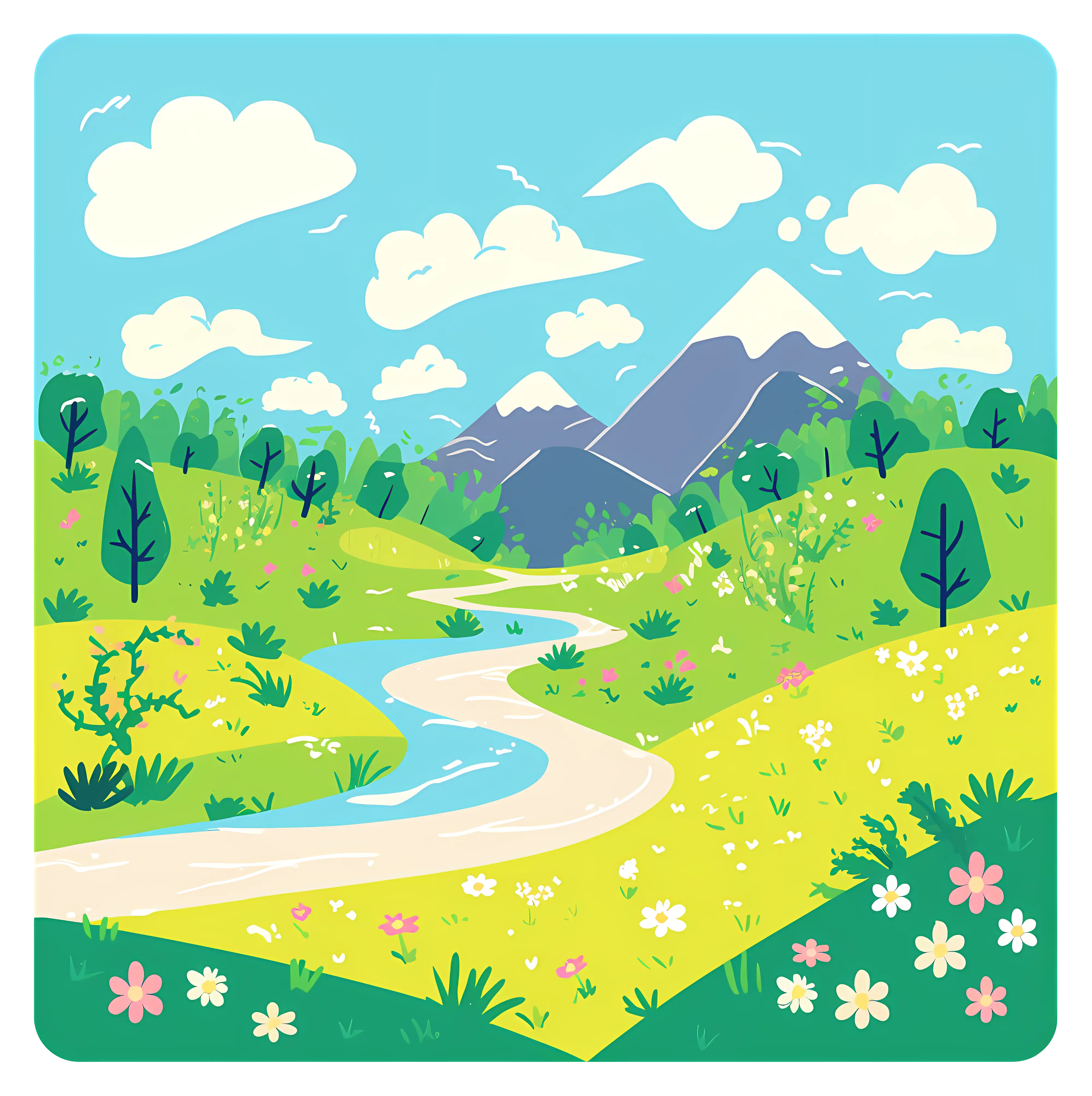 Sunny Landscape with River