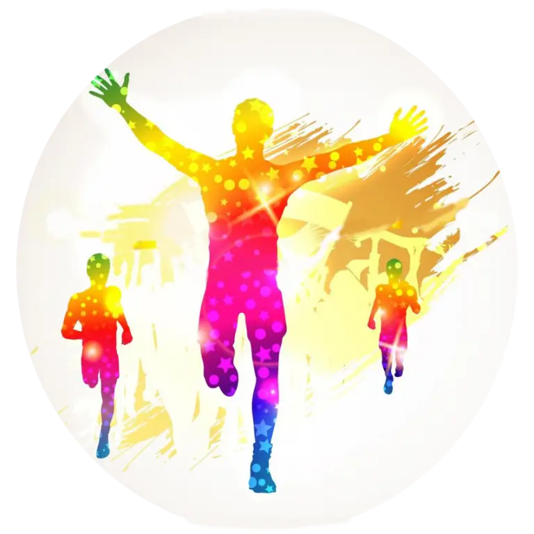 Colorful Running Silhouette at Finish Line