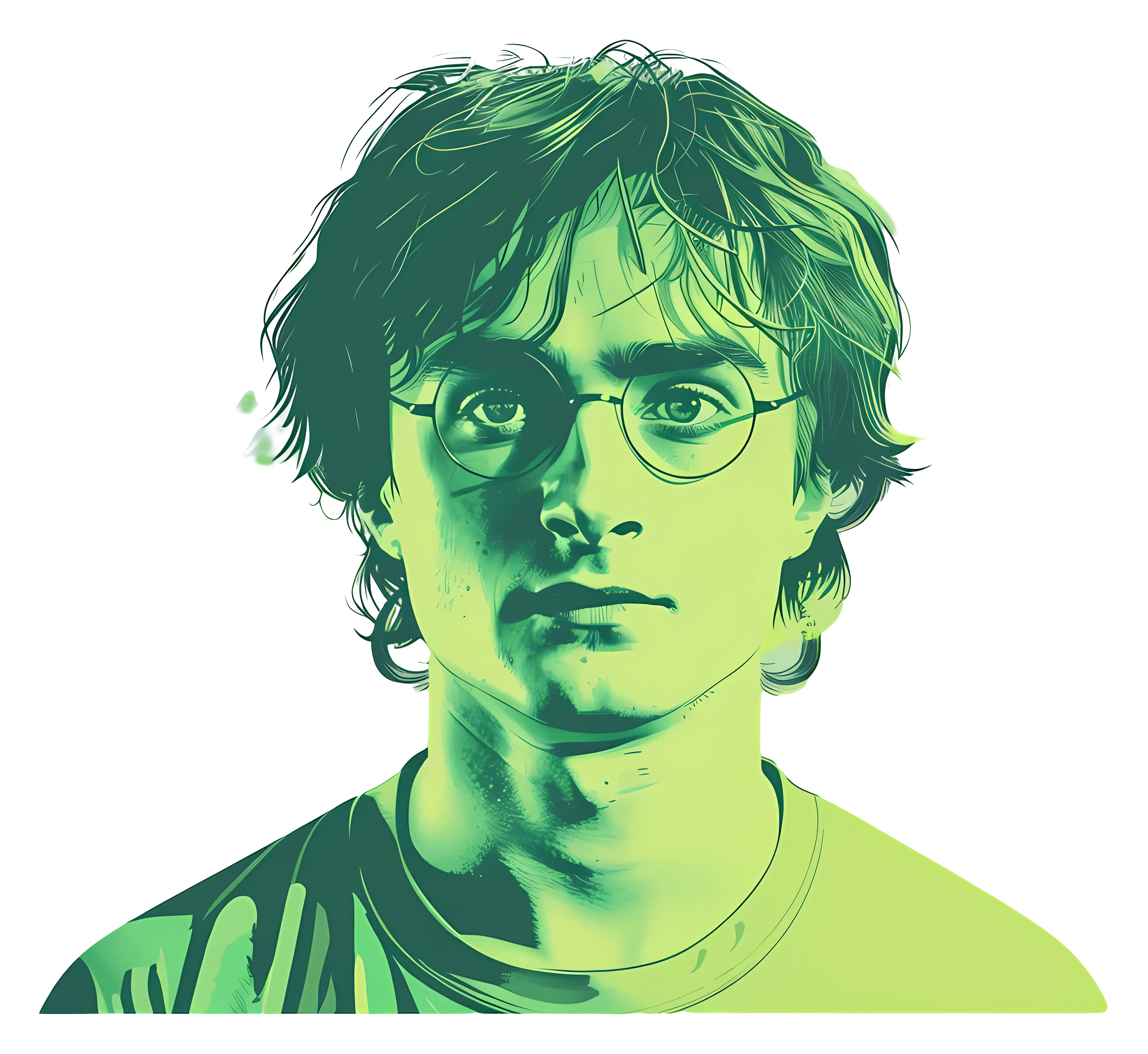 Green Boy with Glasses Illustration