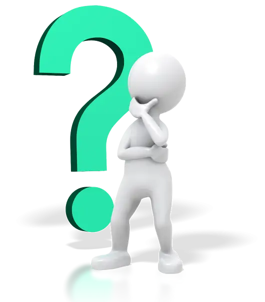 3D Character Thinking with Green Question Mark