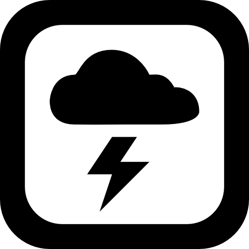 Black Storm Cloud with Lightning Icon