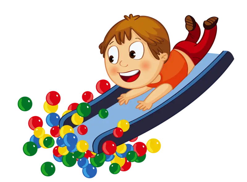 Child Sliding into Ball Pit
