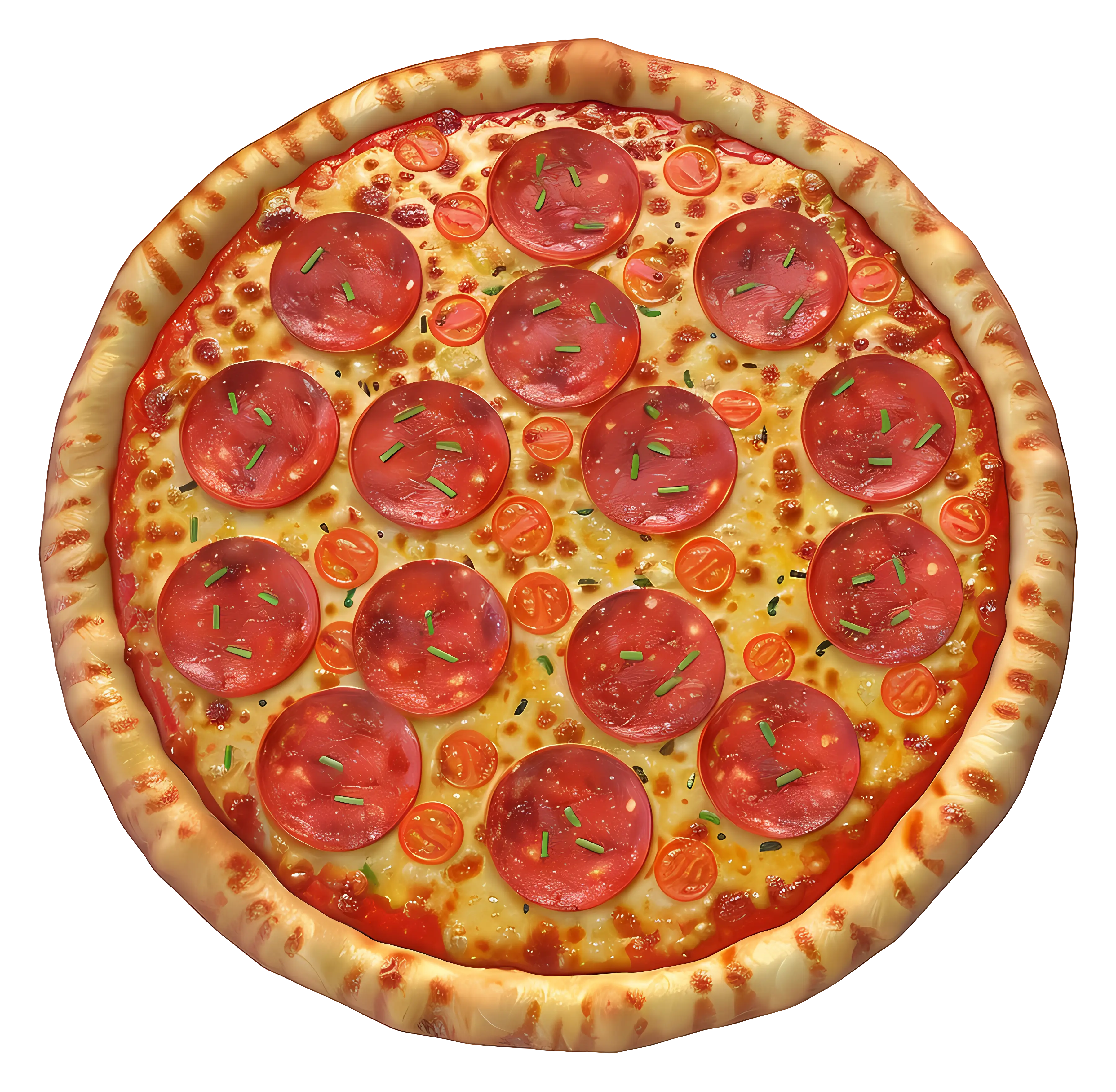 Pepperoni Pizza with Basil Leaves