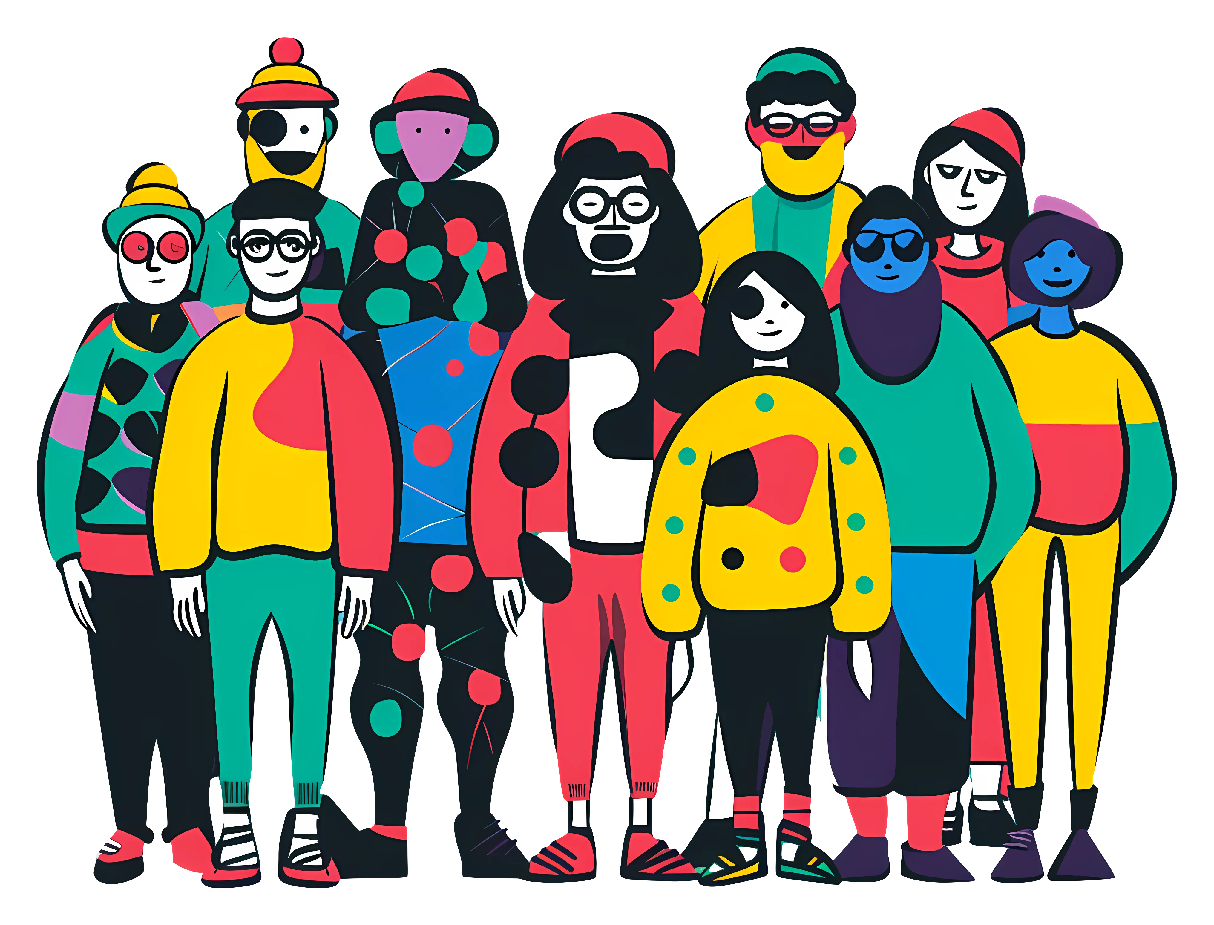 Colorful Illustration of Diverse Group of People