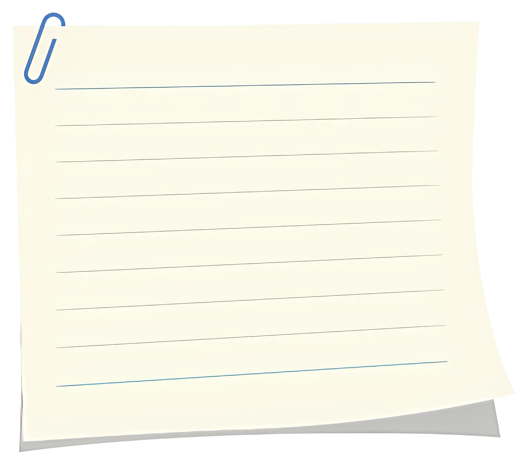 Plain Lined Paper with Attached Clip