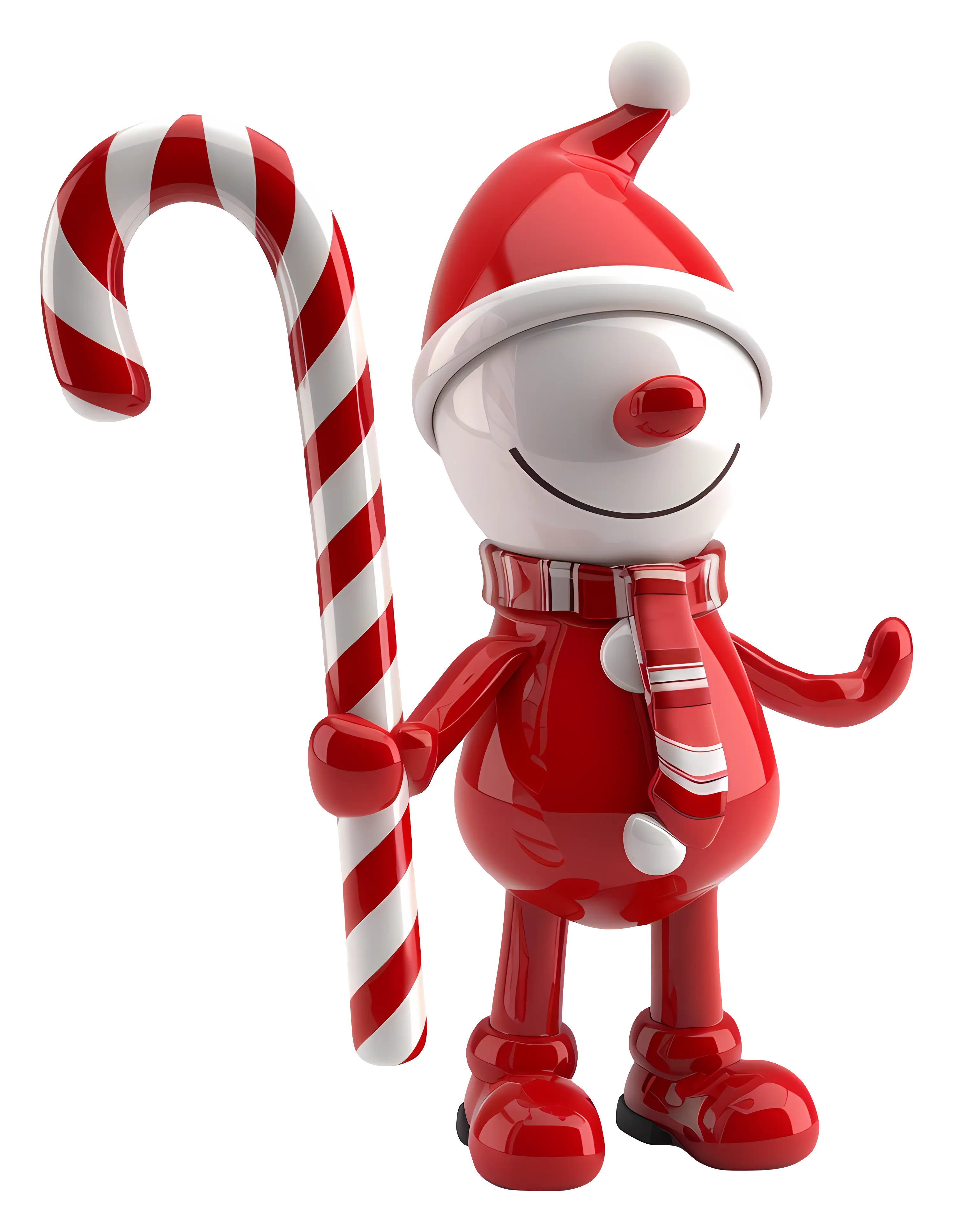 Red Christmas Character with Candy Cane
